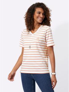 Рубашка в полоску цвета папайи и экрю WITT WEIDEN