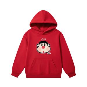 Толстовка с капюшоном утепленная для школьников Jeep, new year красный