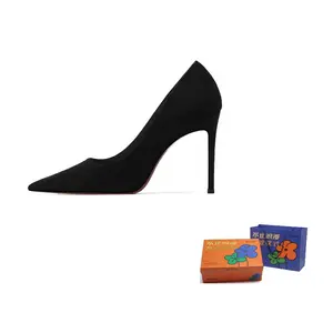 WOXXXN Тонкие каблуки на высоком каблуке женские черные - черная замша 10 см, цвет Black Suede 10CM