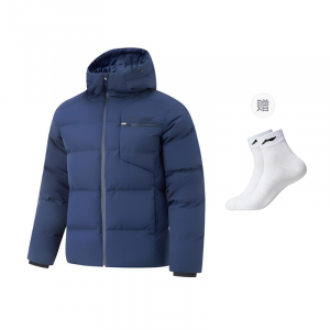 Мужская пуховая куртка LiNing Fitness Series, темно-синего цвета