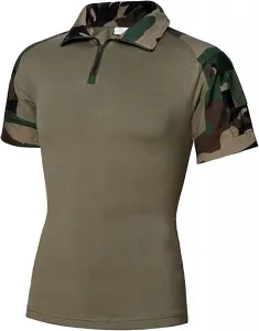 Мужская военная камуфляжная поло с лацканом и молнией на 1/4 SWJGLITTR