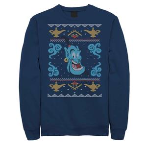 Флисовый свитшот Disney's Aladdin Genie Ugly Christmas Sweater Licensed Character, темно-синий