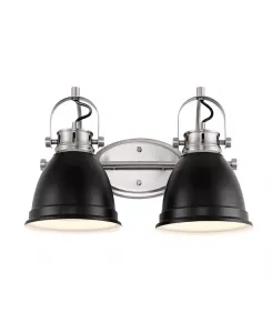 Светильник Phineas 16,25 дюйма с двумя лампами в стиле «богомный дом» и светодиодной подсветкой Jonathan Y, black