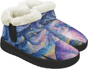 Quxjehoe Зимние женские ботинки на снег Удобные теплые ботинки с плюшевой подкладкой, короткие ботильоны на каждый день, черная подошва, размеры 6-13,5