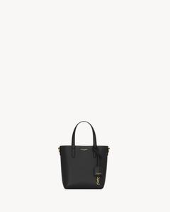 Мини-тои SHOPPING SAINT LAURENT из гладкой кожи (box leather), черный