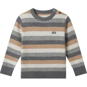 Свитер с длинным рукавом и круглым вырезом в полоску Color Block для детей GAP, хаки stripes