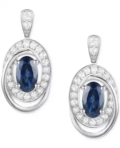 Овальные серьги-подвески с изумрудами (3/8 карата) и бриллиантами (1/5 карата) в форме завитка из 14-каратного золота (также с рубинами и сапфирами) Macy'S, sapphire