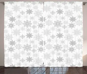 Штора ABAKUHAUS Winter Rustic, художественные ледяные кристаллы, универсальные ленточные шторы для гостиной с петлями и крючками, 280 x 225 см, цвет белый-серый Abakuhaus