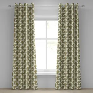 Шторы на люверсах ABAKUHAUS в стиле бохо, узор пейсли, традиционный этнический принт в стиле бохо с восточными эффектами, декоративные двухпанельные шторы, 280 см x 175 см, горчичный цвет Abakuhaus