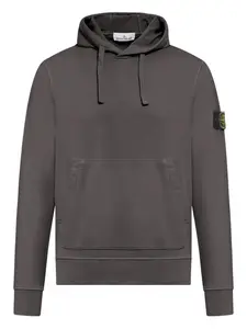 Худи с кулиской и карманом-кенгуру Stone Island, серый
