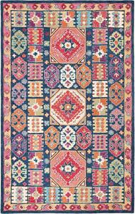 Ковер SAFAVIEH, 214 x 214 см, Aspen Collection, Blue & Red, ручной работы, богемный стиль, шерсть, идеально для помещений с высокой проходимостью в гостиной, спальне (APN518M)