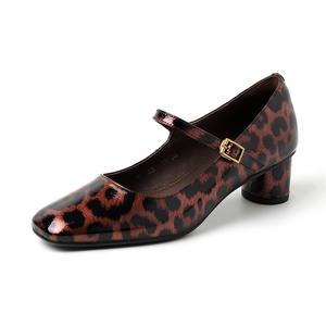 Туфли Мэри Джейн на массивном каблуке для женщин Hongyanglin, Red Brown