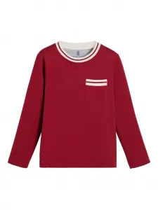 Футболка с карманом и полосками Brunello Cucinelli Kids, красный