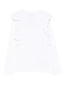 Футболка с оборками и вышитым логотипом Guess Kids, белый