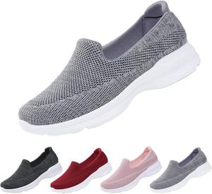 Женские дышащие сетчатые мюли для ходьбы, плетеные слипоны и клоги, дышащие с поддержкой свода стопы, обувь для ходьбы, с открытой пяткой, слипоны, нескользящие кроссовки Generic, серый