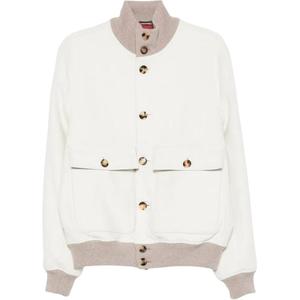 Brunello Cucinelli Застёгивающаяся на пуговицы бомбер, White