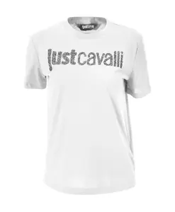 Белая футболка с короткими рукавами и жемчужным принтом. Just Cavalli, белый