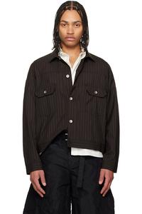 Куртка в меловую полоску Sacai, коричневый