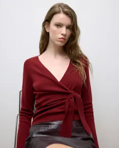 Женский джемпер с длинными рукавами и запахом Tintoretto, бордовый