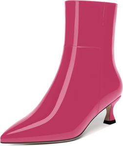 Женские ботильоны WAYDERNS с острым носком, на молнии, с низким каблуком-кошечкой 2 дюйма, для вечеринок и повседневной носки, Magenta