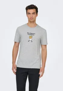 Футболка с принтом Only & Sons, Light Grey Melange Print Baguettes