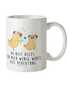 Детская кружка с изображением мопса и надписью Влюблен, белого цвета Mr. & Mrs. Panda