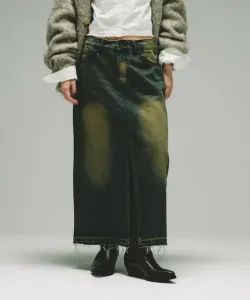 Длинная юбка из выцветшего денима