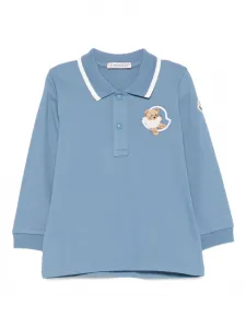 Рубашка-поло с длинными рукавами и аппликацией Тедди Moncler Enfant, синий