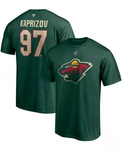 Мужская зеленая футболка Kirill Kaprizov Minnesota Wild Authentic Stack с именем и номером Fanatics