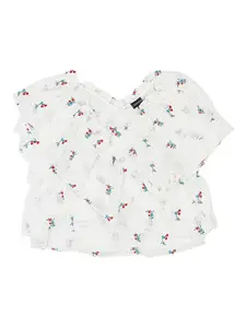Блузка с оборками и цветочной вышивкой Callipygian, белый
