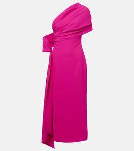 Шелковое креповое коктейльное платье с накидкой Marmar Halim, Fuchsia