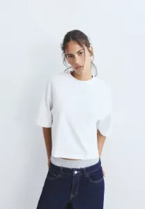 Свободная футболка с коротким рукавом, базовая футболка Pull&Bear, White