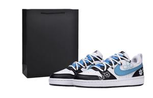 Низкие противоскользящие кроссовки для скейтбординга Court Borough LOW RECRAFT для детей и подростков Nike, черный/белый/синий