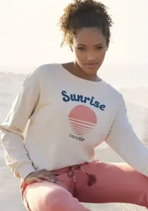 Свитер Vivance "-Пуловер", с красивым принтом спереди, одежда для дома, кремовый