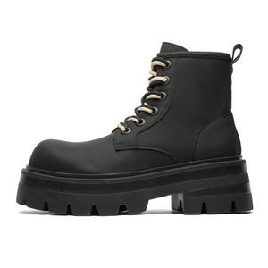 KUNGFUDEER Короткие ботинки Мартин унисекс черные с черной флисовой подкладкой, цвет Black Fleece-Lined