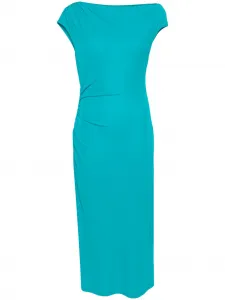 Платье миди с воротником-хомутом Alberta Ferretti, синий