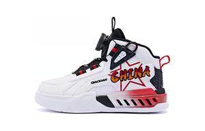 QIAODAN Износостойкие высокие детские повседневные кроссовки White Red для детей 3-7 лет