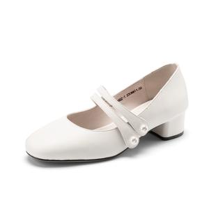 Женские туфли Мэри Джейн на массивном каблуке DG, экрю