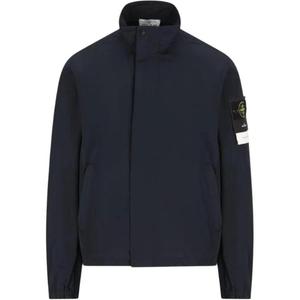 Куртка с логотипом и высоким воротом STONE ISLAND, синий