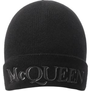 Alexander McQueen Бейсболка с вышитым логотипом и отворотом, Black