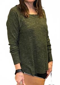 Оливковый топ с длинными рукавами асимметричного кроя Ariella