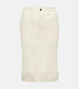 Юбка миди из ребристого хлопкового джерси Bottega Veneta, Sea Salt