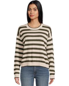 Женский свитер Splendid Georgie Stripe, Pale Oak Heather/Green Multi