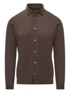 Вязаная рубашка на пуговицах Filippo De Laurentiis, коричневый