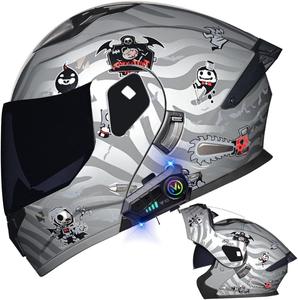 Шлем мотоциклетный AAREG Bluetooth Helmets, серебряный