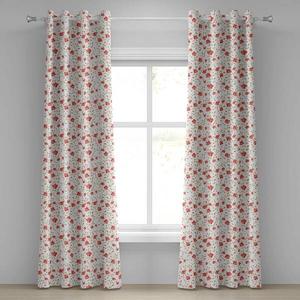Занавеска с люверсами Abakuhaus Landhaus Blume 2 шт, 280x260x0,5 см цвет dunkler coral weiß