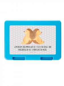 Mr. & Mrs. Panda Ланчбокс с изображением ежика, держащегося за руки, и надписью пастельно-серого цвета