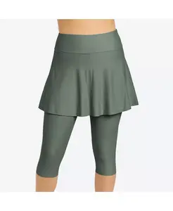 Женская расклешенная юбка-шорты с леггинсами-капри Calypsa, зеленый