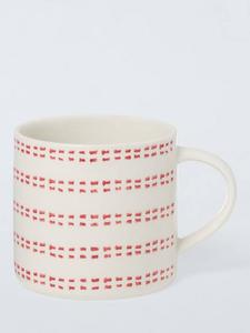 Полосатая керамическая кружка, 300 мл, красная John Lewis X Deliciously Ella, d
