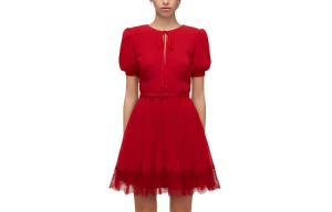 SS22 Короткий Рукав Платье Женское Красное Self-portrait
